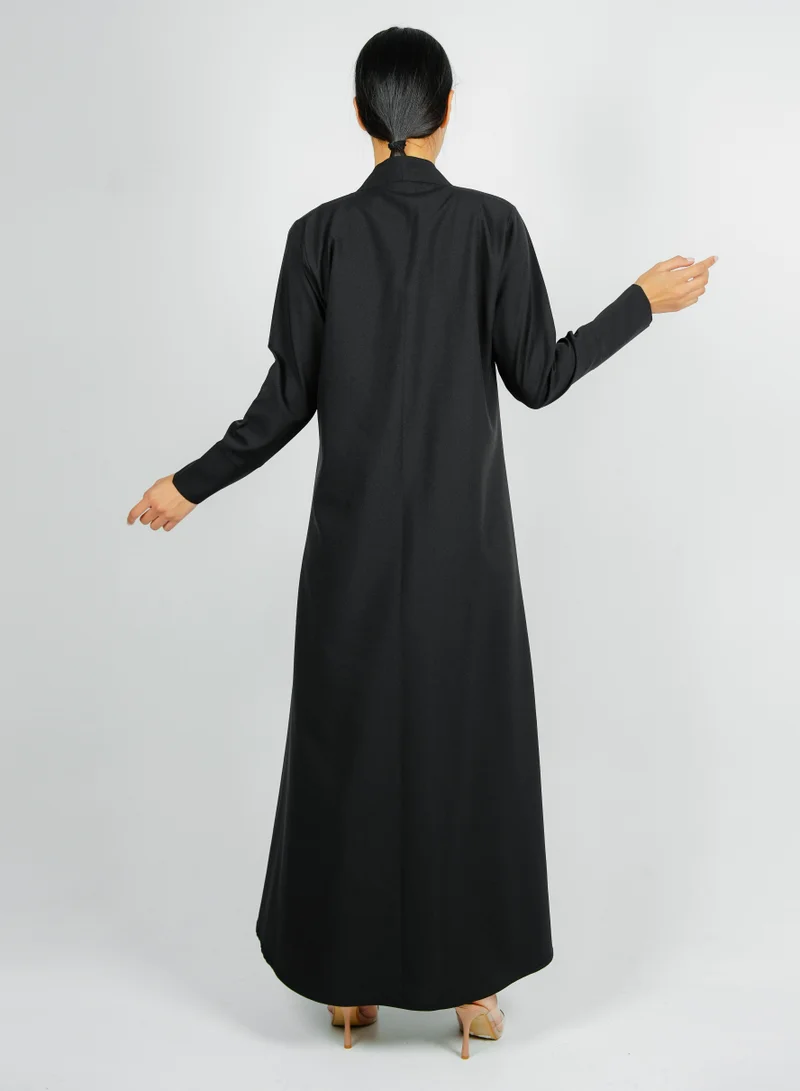 Rosette Abaya  Embellishment Abaya with Embroidered Flower Design for Women | Best Price UAE